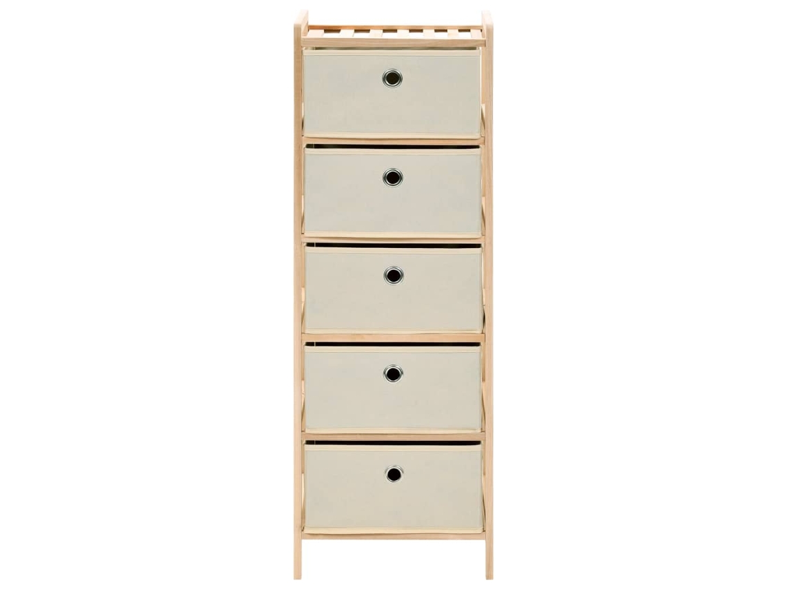 Maison Exclusive - Estantería De Almacenaje 5 Cestas De Tela Madera De Cedro Beige