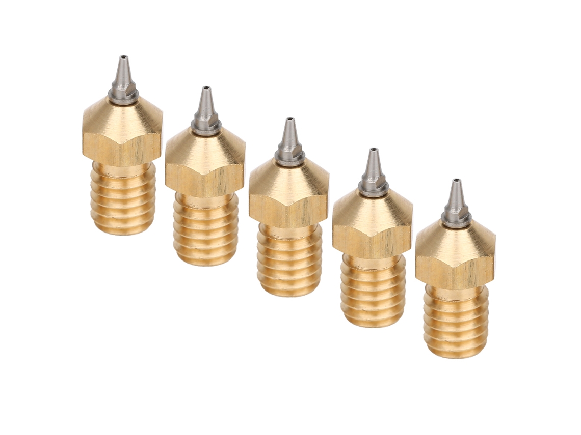 Conjunto De 5 Boquillas Para Impresora 3d De Latón Con Puntas De Acero Inoxidable Desmontables 0.2mm Accesorios