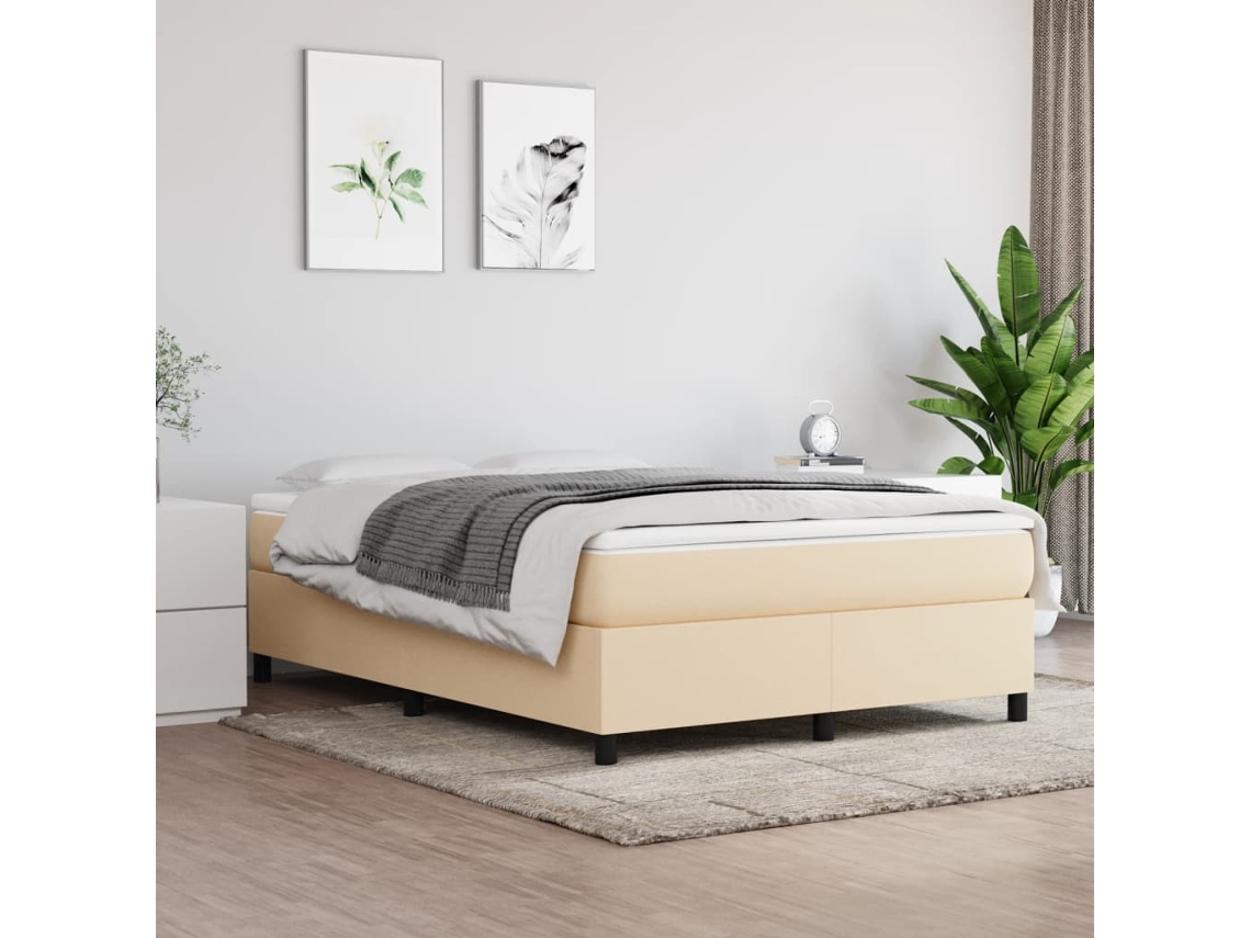 Cama Sin Colchón Tela Color Crema 140x190 Cm