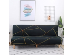Funda elástica para sofá cama futón sin brazos, antideslizante, plegable y protectora para sofá de 2 y 3 plazas (190 x 210 cm) (negro/dorado)