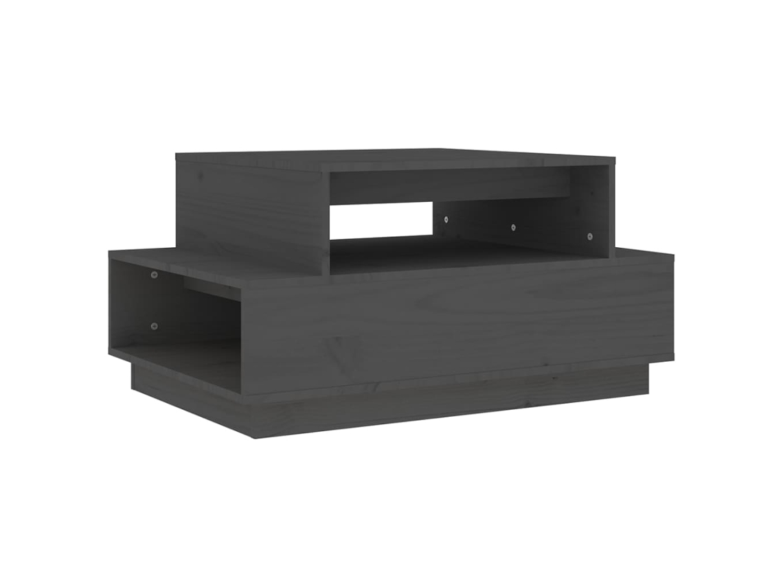 Mesa de centro gris MAISON EXCLUSIVE en madera maciza de pino (80x55x40,5 cm)