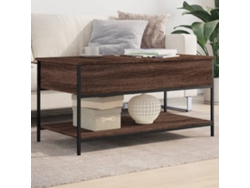 Mesa De Centro | Mesa De Café | Mesa De Salón Madera Ingeniería Metal Marrón 100x50x50 Cm