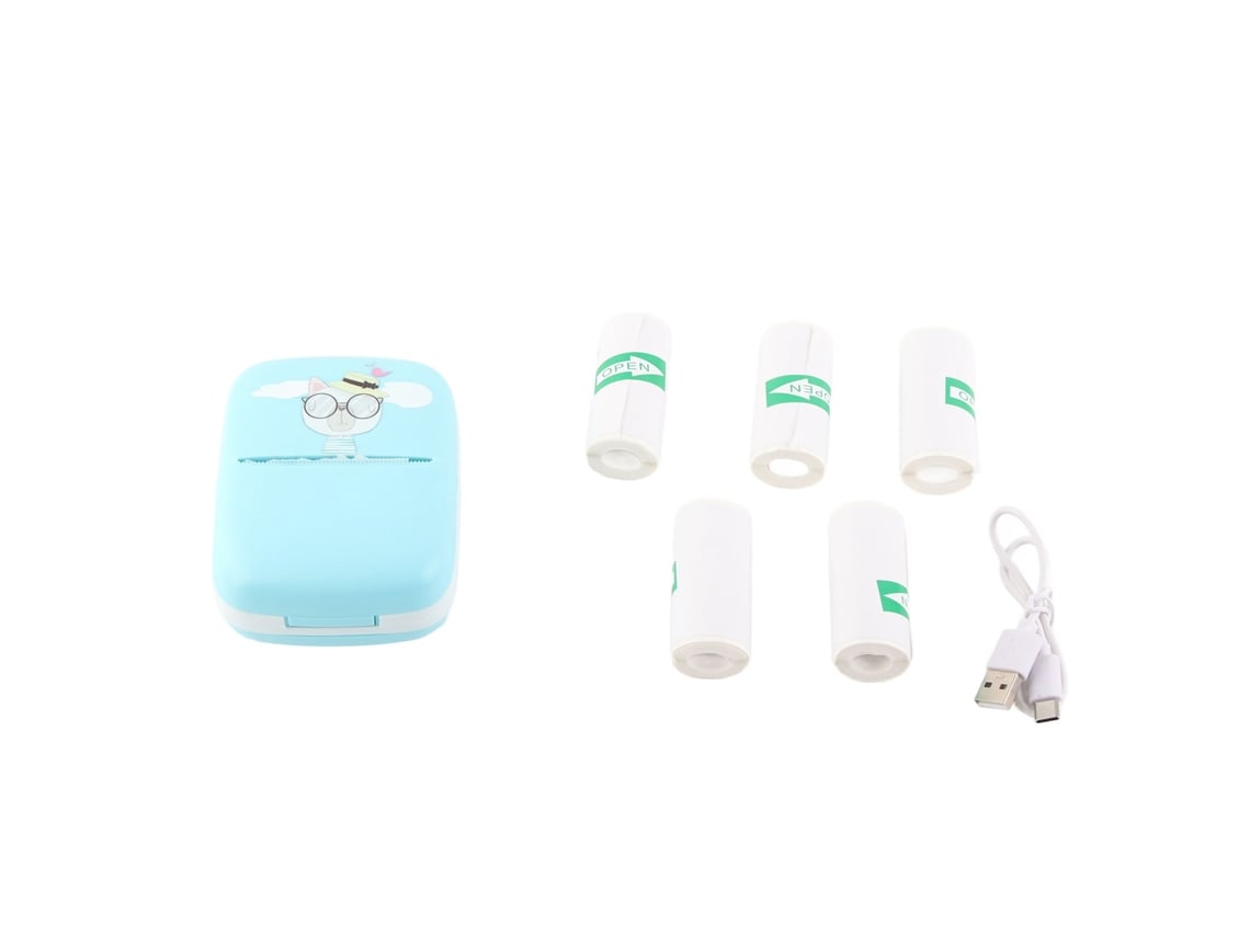 Ats-impresora Térmica Mini Hd Bluetooth Sin Tinta Para Estudiantes Azul