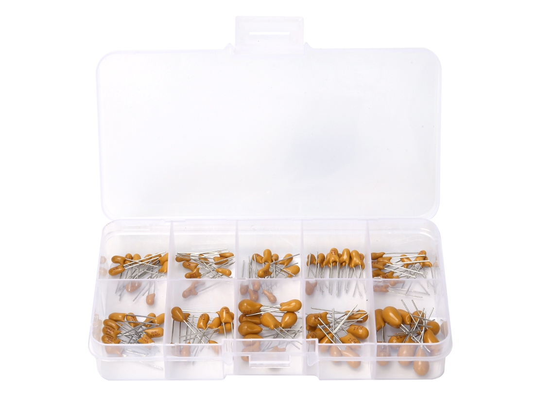 Kit de condensadores de tantalio de 1uF a 100uF, 16V, 100 unidades, para múltiples usos.