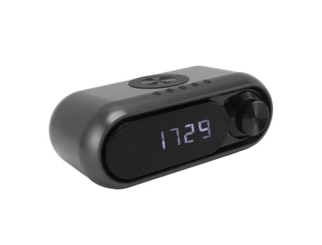 HURRISE Despertador Digital con Carga por Cable Radio con Carga por Cable Altavoz LED Despertador Decorativo Péndulo de Hierro Gris 10W