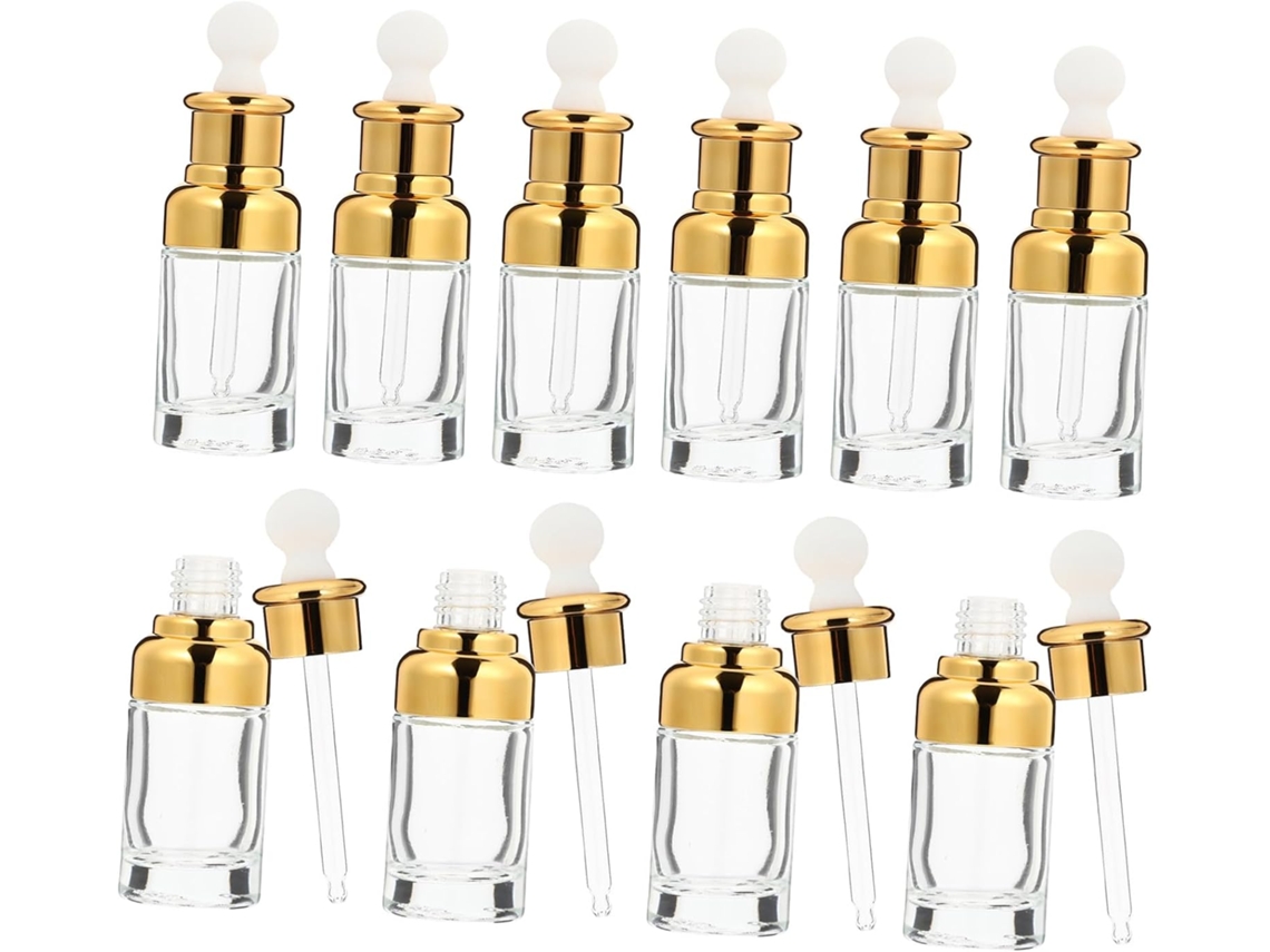 Lot De 10 Flacons En Verre Transparent 50 Ml Para Huiles Esencialles Bouchon Hermétique, Pratiqu...