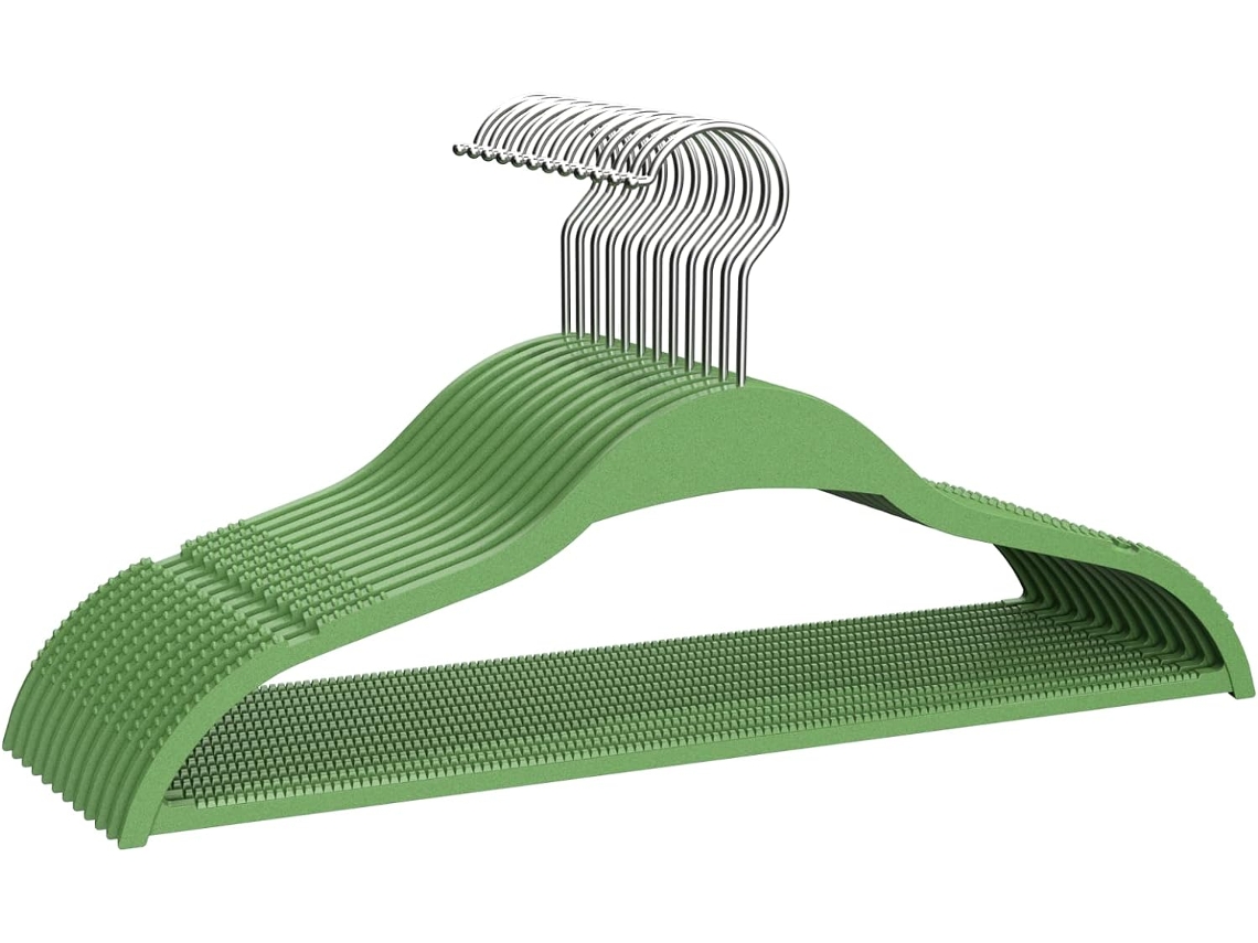 COM-FORT HOUSE | Percha de Resina Infantil | Percha Cadete | Color Verde | Percha Resina Resistente | con Muescas Antideslizantes | 41cm | Pack 18 Unidades |