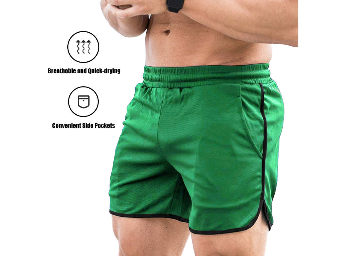 Calções desportivos masculinos 2026rebe, de secagem rápida, respiráveis, ideais para ginásio, praia e exercício físico, com bolsos.