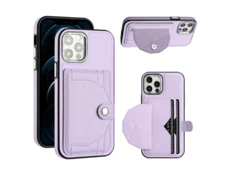 Funda Mobile Phone Cases Shockproof With Card para iPhone 12 Piel Marrón