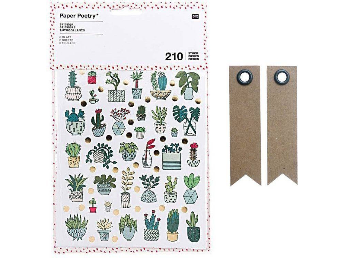 Set 210 Pegatinas YOUDOIT Plantas de Interior (25 x 15,5 x 0,5 cm)
