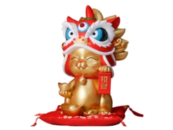 Figurita de gato de la suerte de porcelana dorada Tienda Oficina