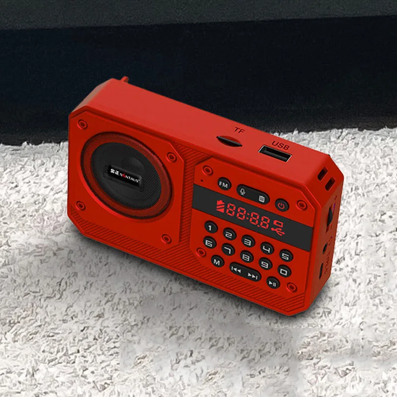 Mini Radio Fm (roja) - Alta Sensibilidad - Altavoz Bluetooth - Con Micrófono - Grabación - Tarjeta Tf - Reproducción Usb