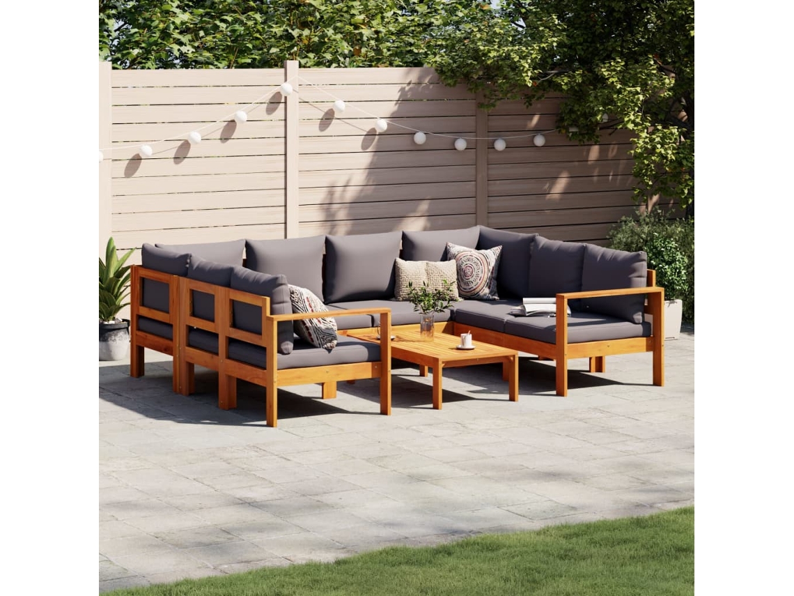 Conjunto de sofás de jardín DKD Home Decor de 6 piezas con cojines en madera maciza de acacia