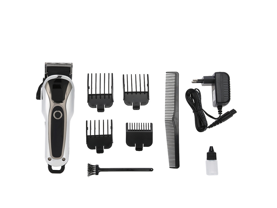 Máquina De Cortar Cabelo Elétrico Sem Fio Recarregável Com Tela Lcd E Peines Ajustáveis