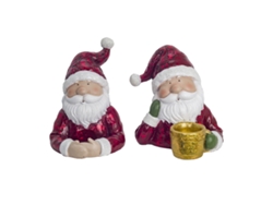 Figura Papa Noel 2 Unidades Rojo de Resina Figura de Navidad Figura Navidad Figuras De Navidad 18x13x16cm BY SIGRIS