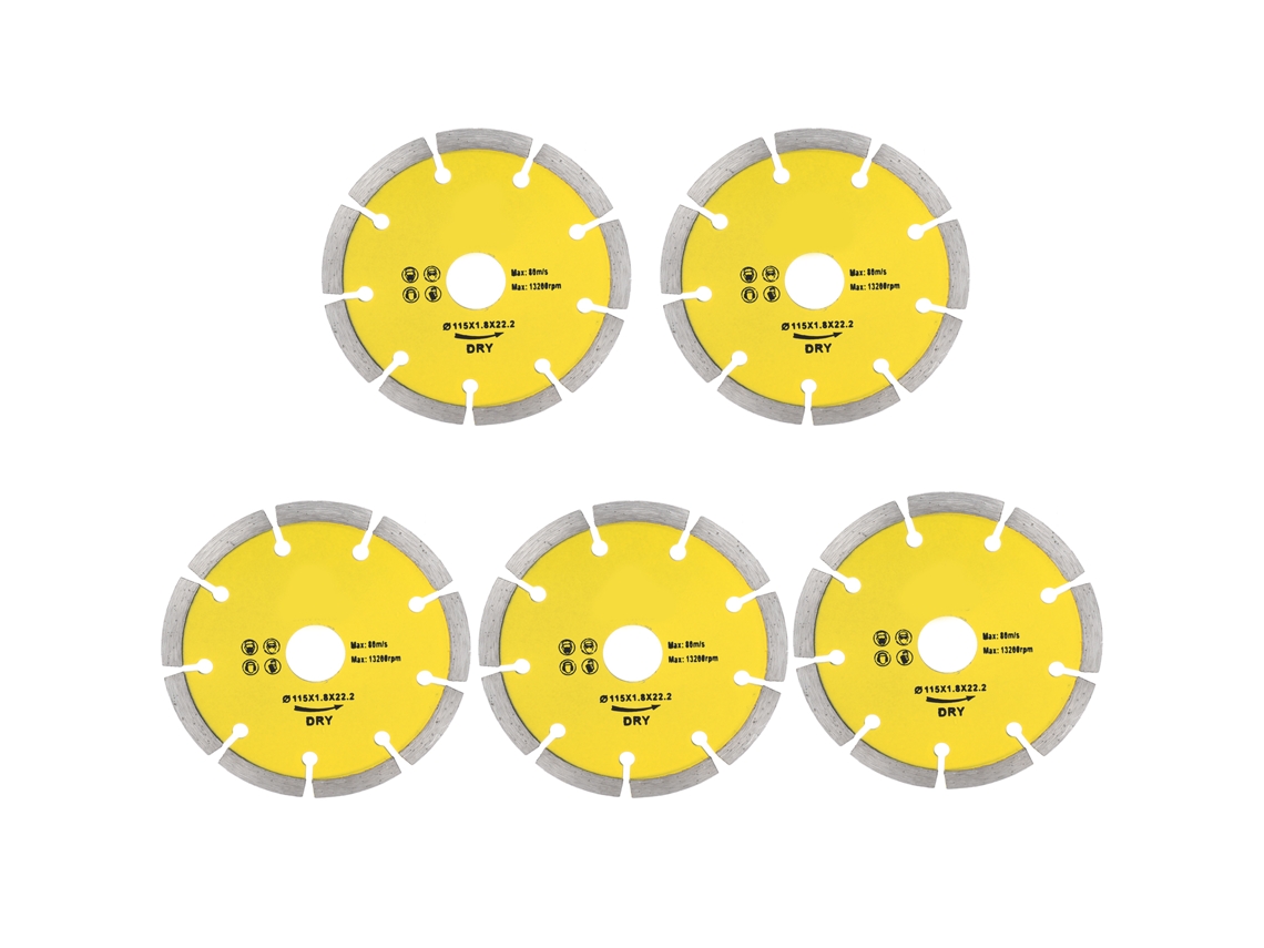 5 discos de corte de cerámica con hojas de sierra de diamante para carpintería, 115 mm.