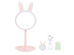 Espejo de conejo LED con brillo ajustable para maquillaje de escritorio