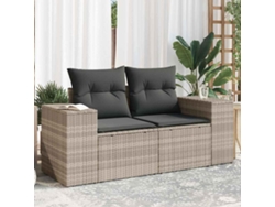 Sofá De Jardín | Sofá De Exterior Con Cojines 2 Plazas Ratán Sintético Gris Claro Wsd113246