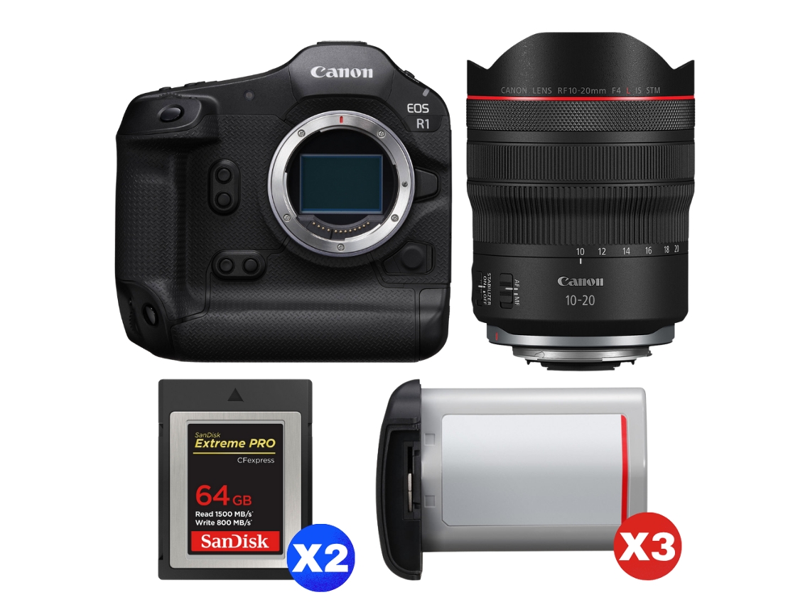 Canon Eos R1 + Rf 10-20mm F/4 L Is Stm + 2 Sandisk 64gb Extreme Pro Cfexpress Type B + 3 Canon Lp-e19 + Ebook “20 Consejos Para Fotos Que Impactan”