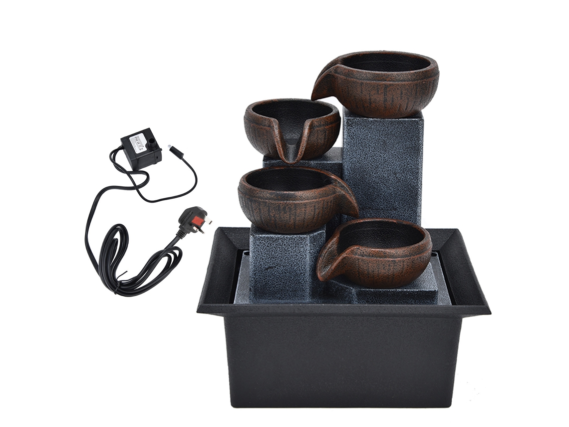 Fuente De Mesa Con Luz Led Amarilla, Decoración Feng Shui, Adorno De Escritorio, Enchufe Británico Ac220-240v