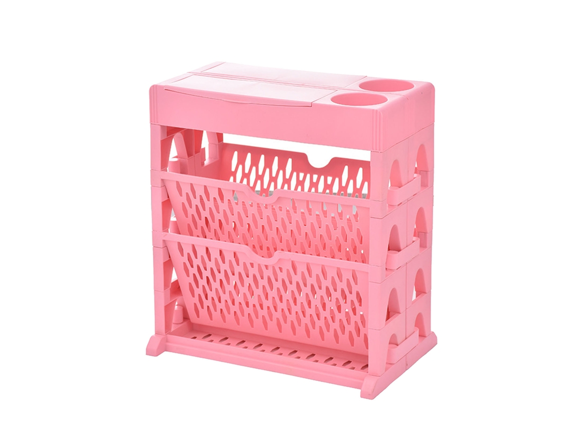 Estantería Rosa De 2 Niveles Con Fácil Acceso Para Salón Y Dormitorio.