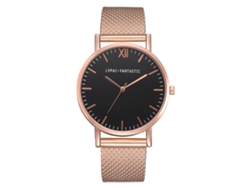 Reloj De Pulsera Casual De Moda Para Mujer Con Correa De Silicona, Movimiento De Cuarzo Oro Rosa Y Esfera Negra.