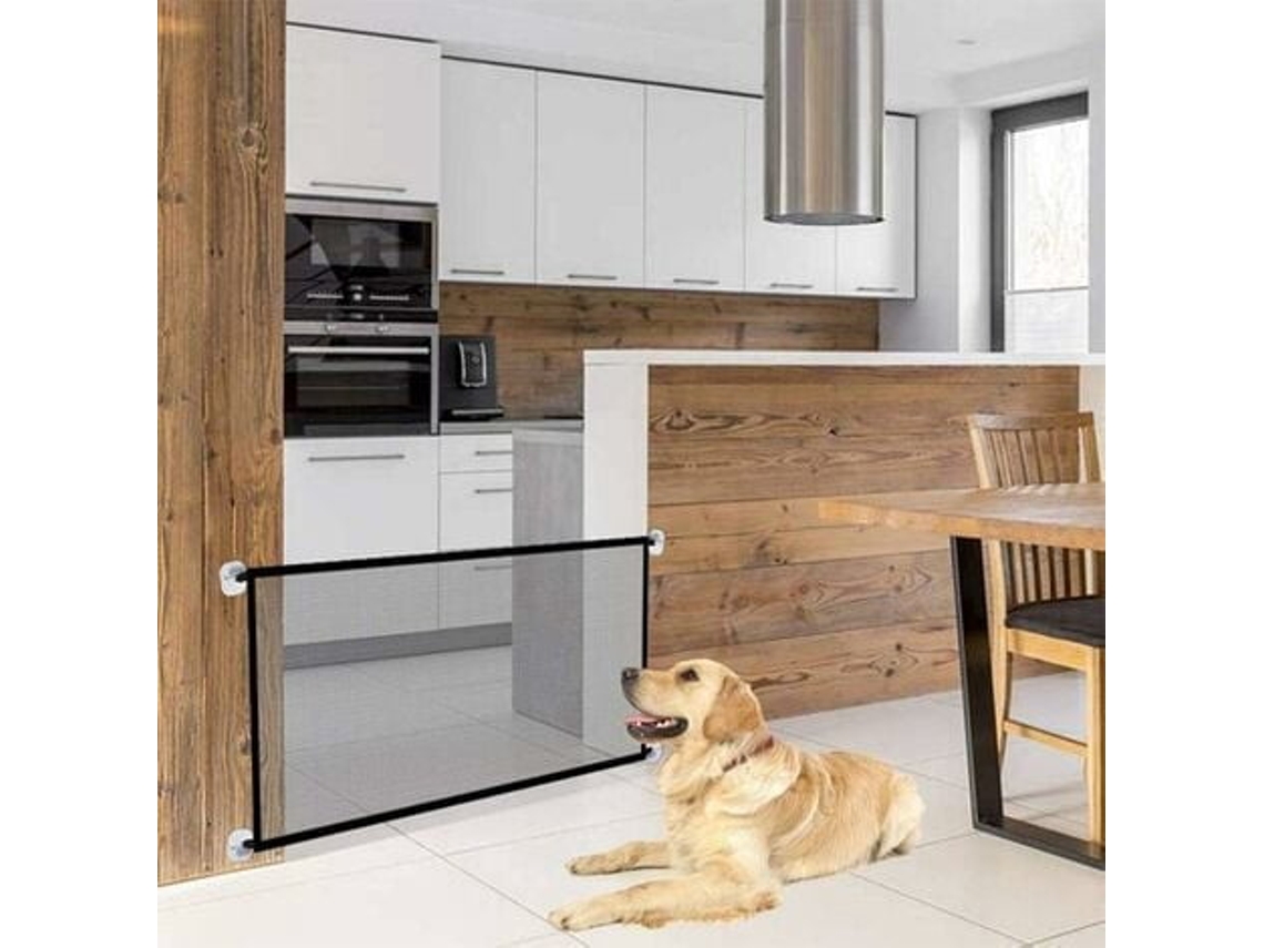 Puerta De Seguridad Plegable Para Mascotas De 180x72 Cm (negro)