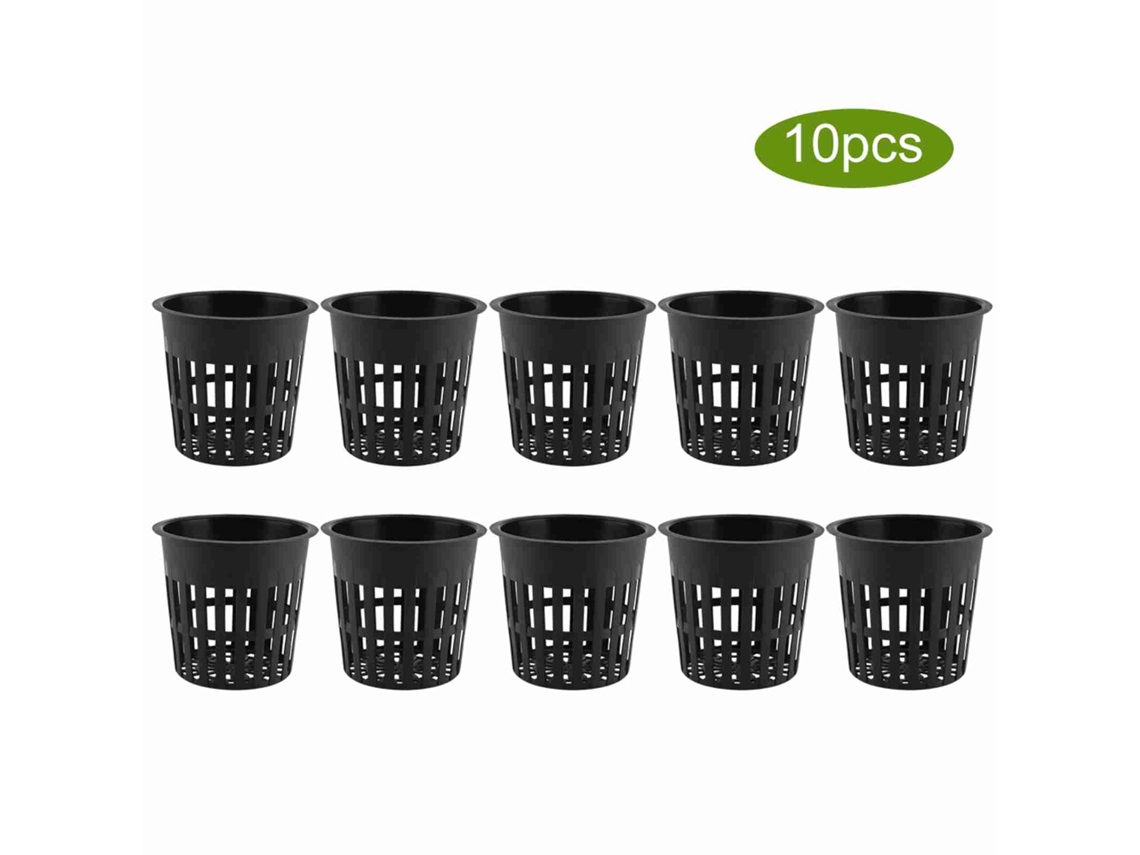 Juego De 10 Cestas Hidropónicas De Plástico Seguras Y Duraderas Para Cultivo En Jardín Y Balcón (negro)
