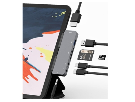 Adaptador Hub Usb C 7 En 1 Hdmi240409-4Zzy Múltiples Puertos Con Lector De Tarjetas Sd Y Microsd 4K Hdmi 60W Pd Gris