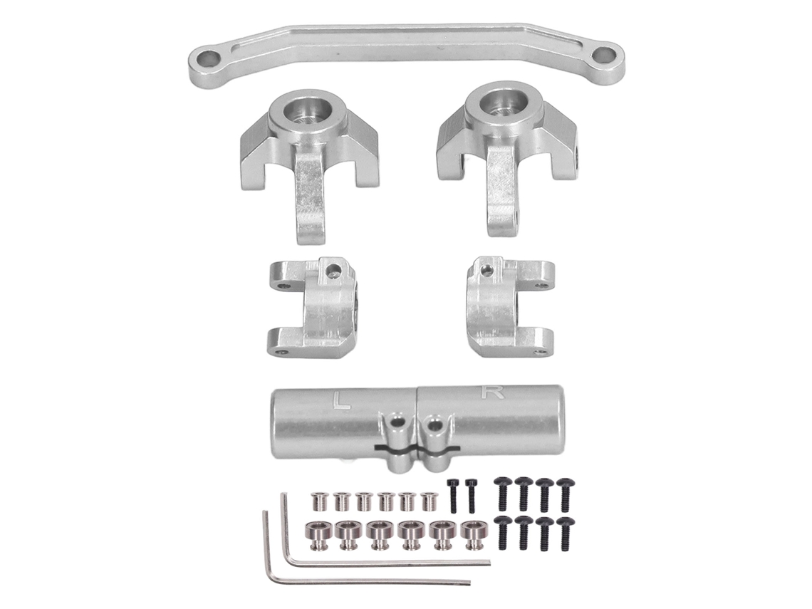 Ymsl Conjunto De Dirección Delantera Y Base De Eje Trasero De Aluminio Para Coches De Escalada Rc 1/24 Ecx Barrage Rgt Ftx Plata Hxl