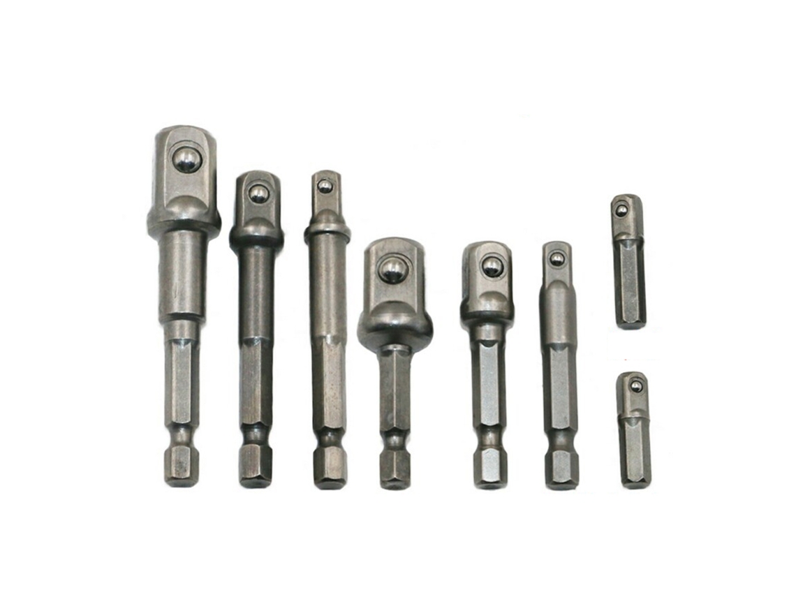 Juego de 8 adaptadores de enchufe para destornillador de impacto de 1/4, 3/8 y 1/2 pulgadas, puntas de extensión, herramientas manuales y eléctricas.