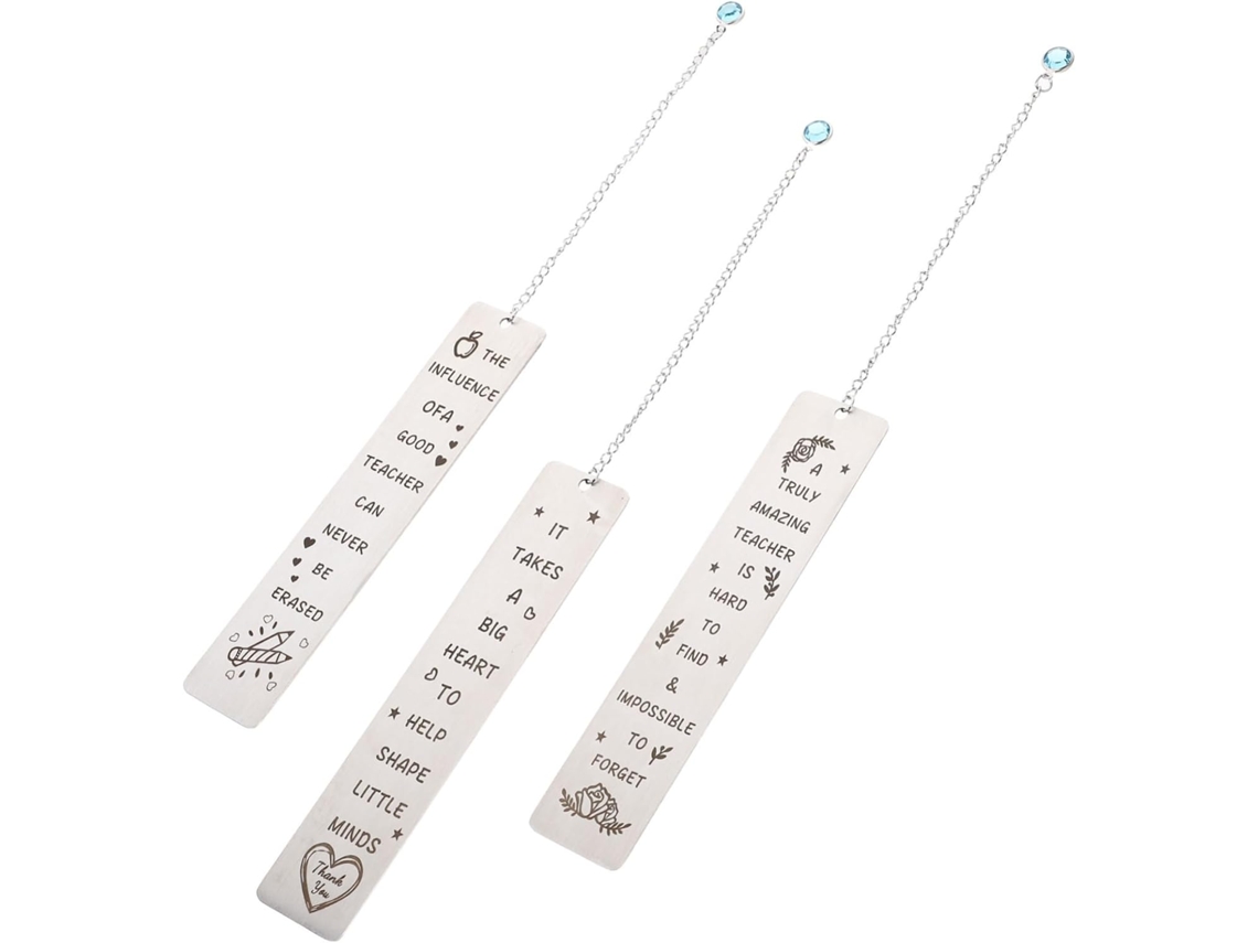 Juego de 3 elegantes marcapáginas GOKOCO de acero inoxidable para leer, ideales para profesores.