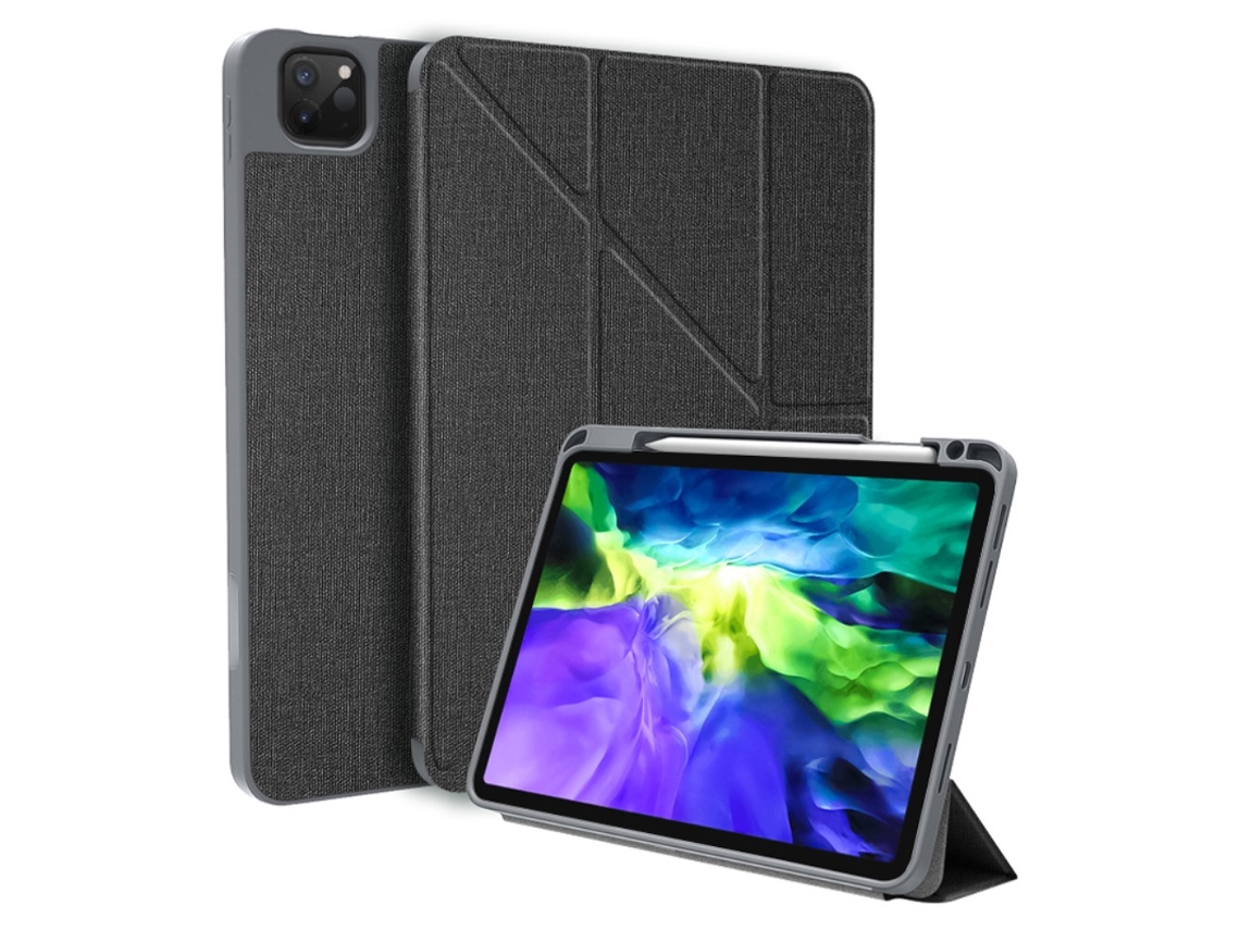 Mutural Funda De Pu Con Soporte Y Portalápices Negro Para Tu Apple Ipad Pro 12.9 Pouces (2021/2020/2018)
