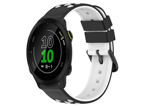 Correa para reloj Garmin Forerunner 158 de silicona porosa de dos colores, 20mm, negro y blanco VENISYMLIS