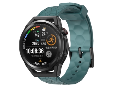 Correa de reloj inteligente para Huawei Watch GT Runner 22 mm Patrón de fútbol Correa de reloj de silicona de color sólido (Rock Cian)