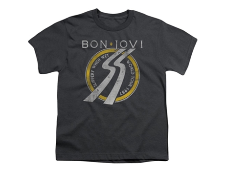 Camiseta ROCKINSTONE Bon Jovi Slippery When Wet World Tour - para jóvenes (XL)