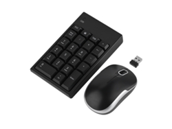 Conjunto Teclado Numérico Sem Fio 22 Teclas E Mouse Óptico 1200 Dpi Com Receptor Nano 2.4ghz Plug And Play