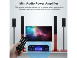 Mini Amplificador De Potencia De Audio De 4.1 Canales, 50 W X 4, Bluetooth 5.0, Usb, Micrófono, Pantalla Lcd Y Control Remoto.
