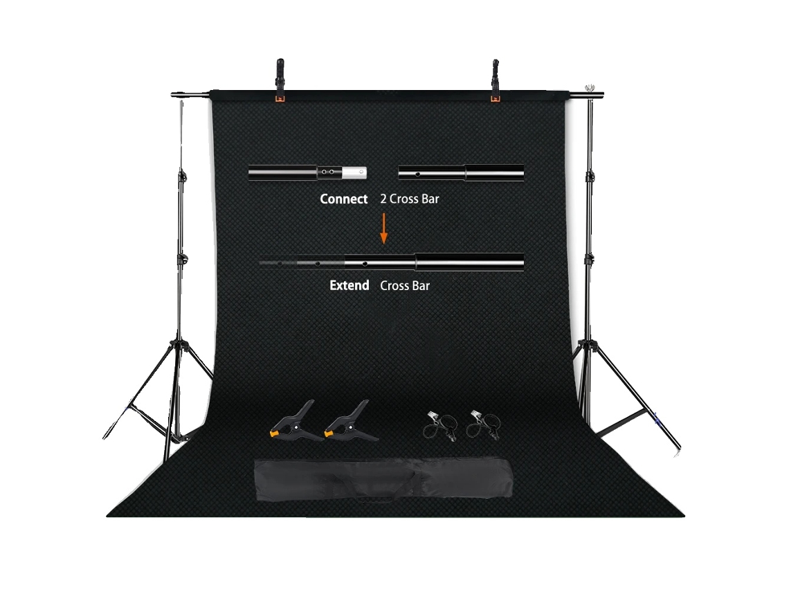 Kit de soporte para fondo de fotografía, barra transversal ajustable, multifuncional, negro estirable, 2600 x 3000 OEM
