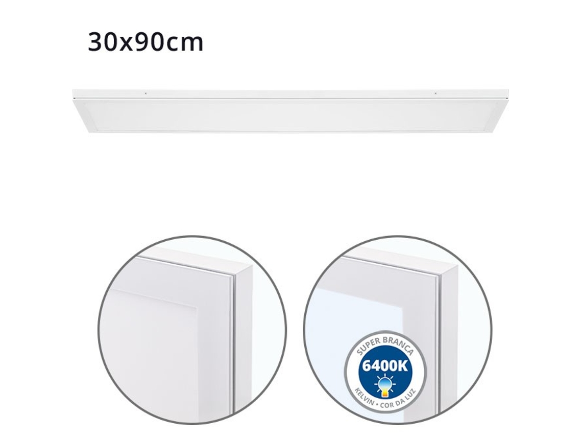 Panel de Superficie Voltaire 30X90 72W Led 5760Lm 6400K 120 C.90Xl.30Xalt.2 3Cm Blanco FERRIMEX