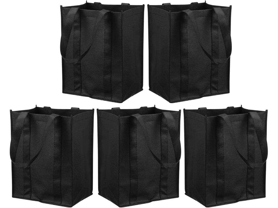 De 5 Sacolas Reutilizáveis Para Vinho Em Tecido Não Tecido Com 6 Compartimentos Separados E Alça.