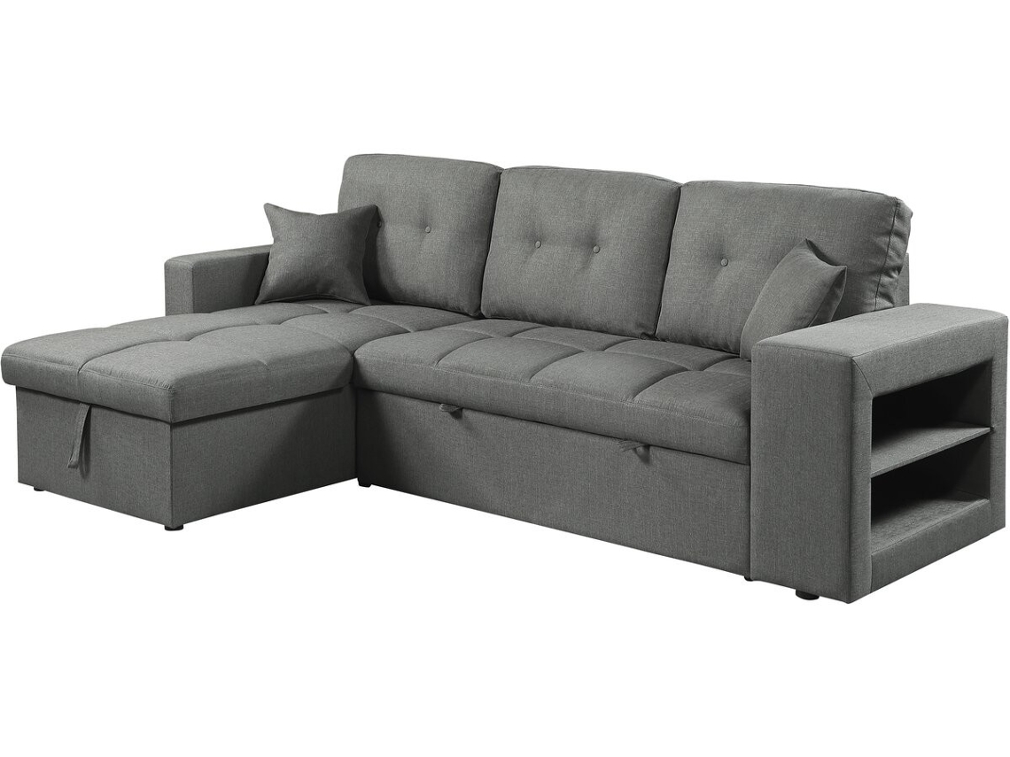 Sofá esquinero convertible/reversible de tela burbuja "Axel" - 3 plazas - Gris