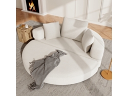 Sofá cama plegable de 173x176 cm - Modular, con cojines y tapicería de pana - Beige claro