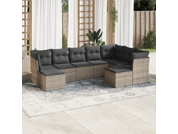 Pcs Conjunto Sofás P/ Jardim Com Almofadões Vime Pe Cinzento Dkd Home Decor