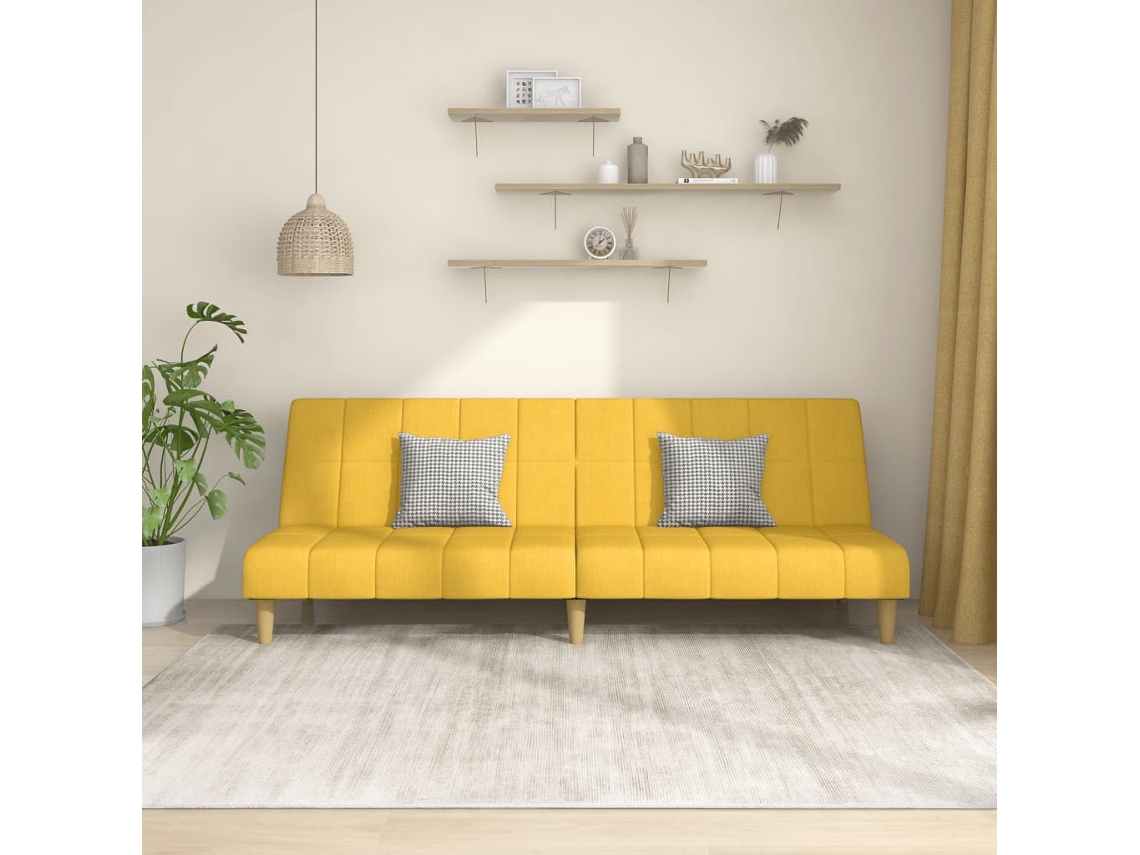 Sofá Cama De 2 Plazas Tela Amarillo