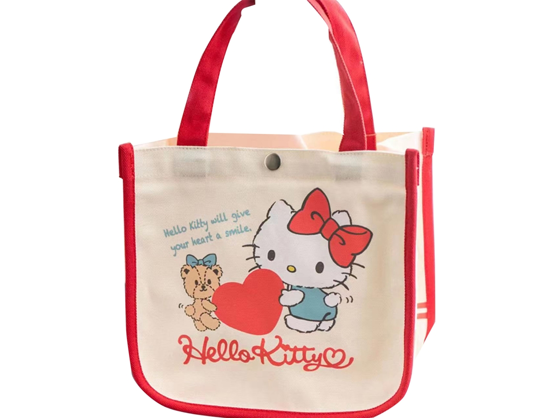 Bolsa Bento De Lona Roja Con Asa Con Estampado De Perro Adorable Para El Almuerzo, La Escuela O El Trabajo.