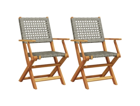 Conjunto 2 Silla De Jardín VIDAXL Gris Madera de acacia