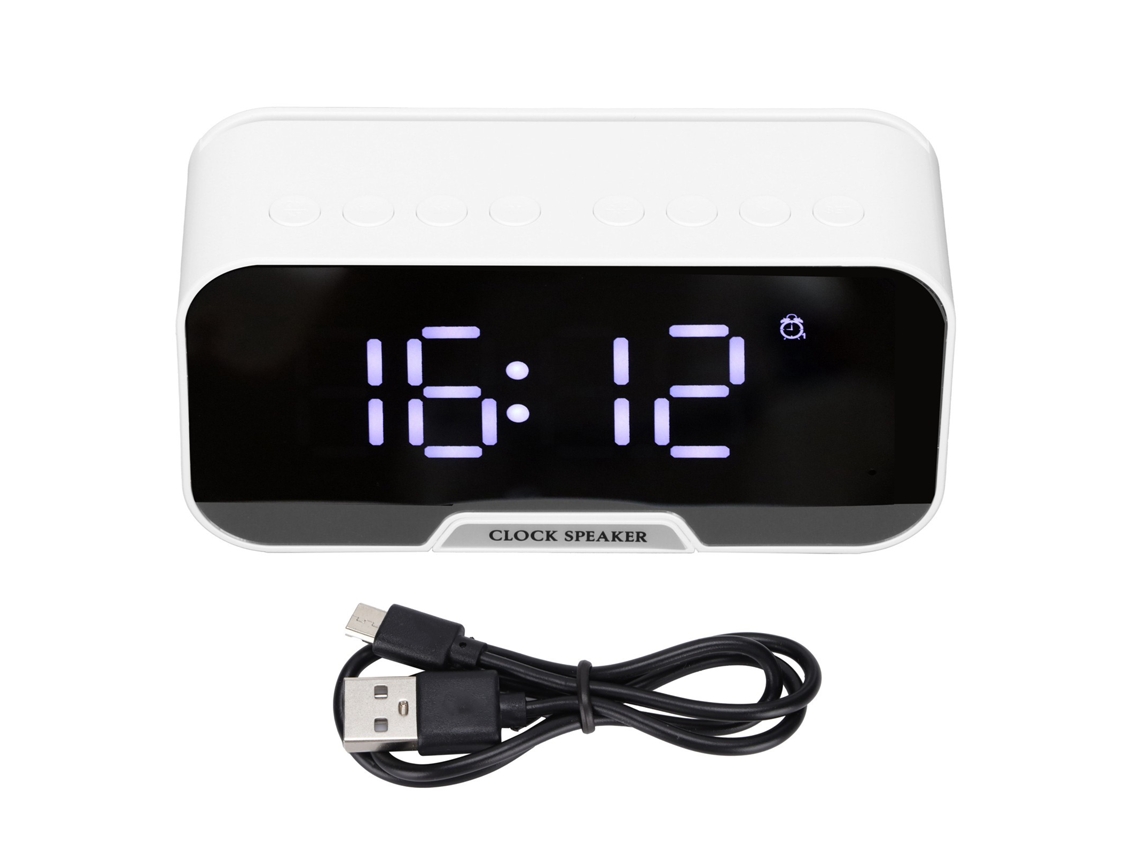 Altavoz Reloj Bluetooth D-88, Portátil, Con Doble Función De Alarma, Para Dormitorio Y Oficina (blanco)