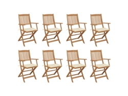Conjunto 8 Silla de exterior VIDAXL Crema Madera (54x57x91 cm)