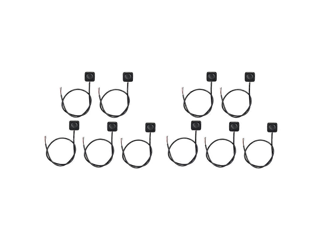 10 Interruptores Momentáneos De Pulsación Superficial 12v 24v Con Cable 30cm Y Cinta Adhesiva Doble Cara Material Plástico Negro Negro